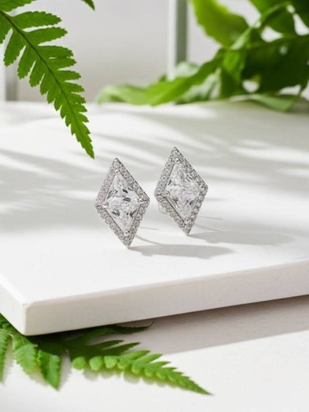 NWOT Diamond-Cut Halo Stud Earrings